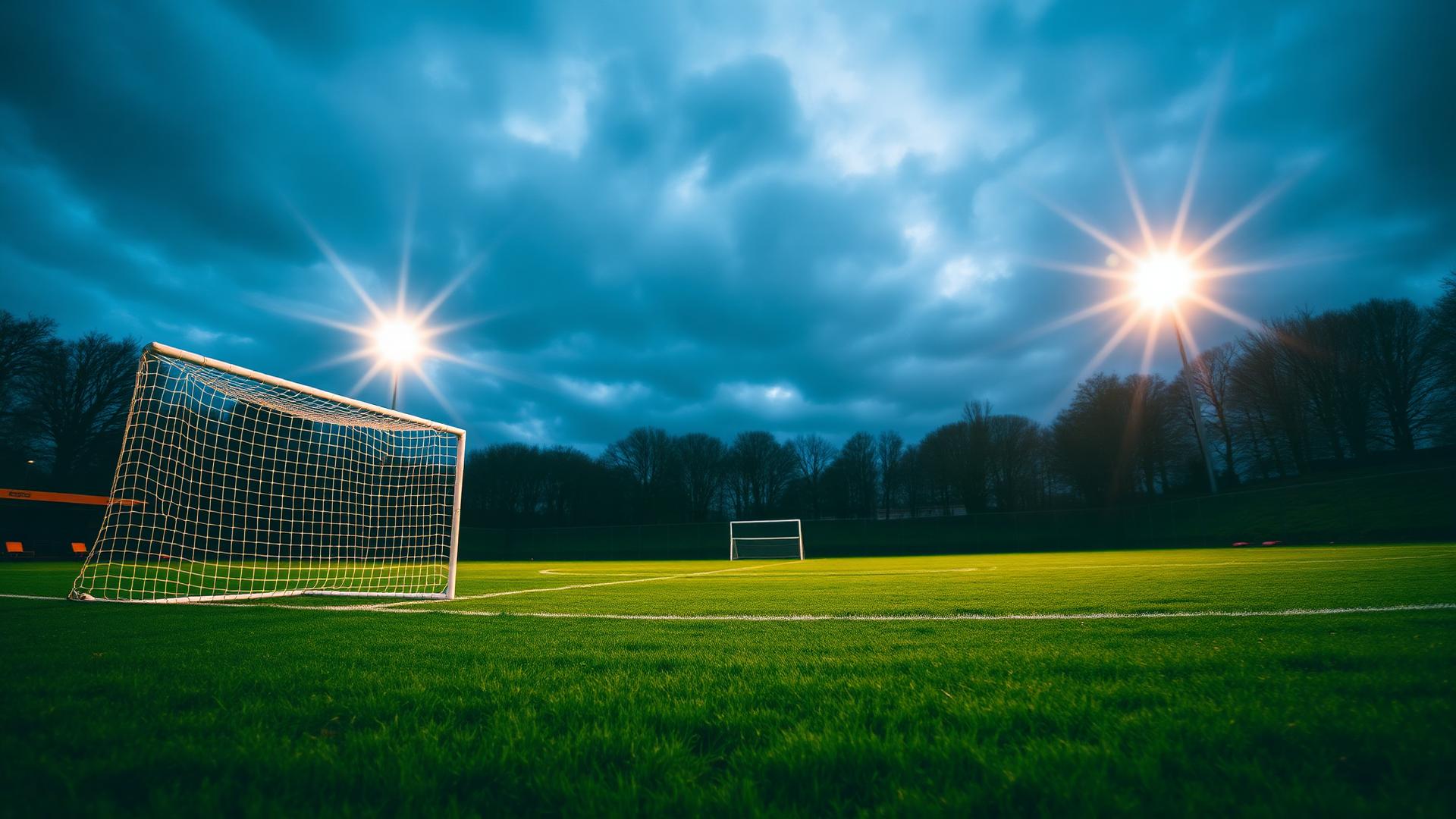 Floodlit football pitch